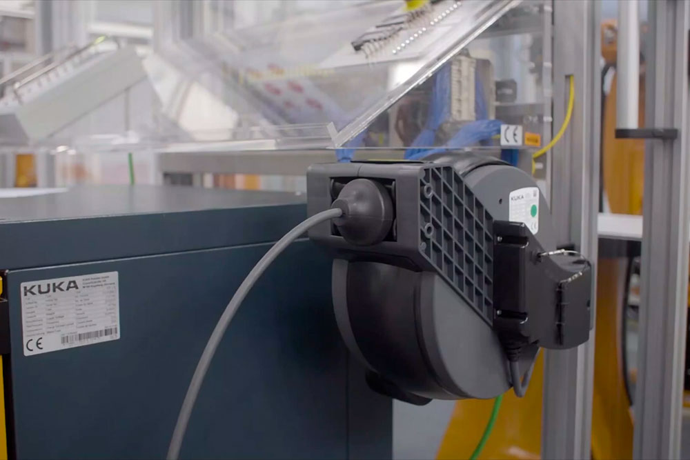 The smartPAD cable reel system, from KUKA